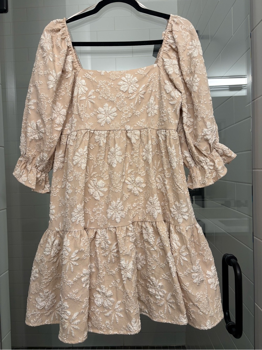How Very Loved | Square Neck Tiered Floral Dress in Blush
